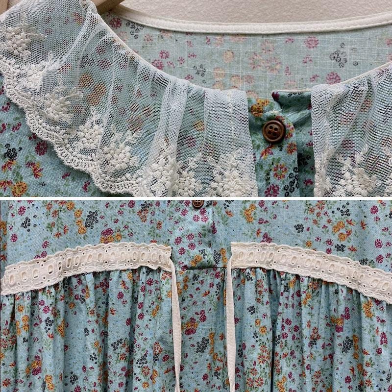 Automne Dentelle Floral Doll Collarrobe Ample