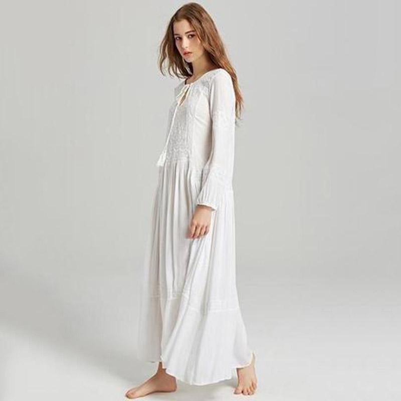 Bohême Glands Broderie Manches Longues Maxi Robe