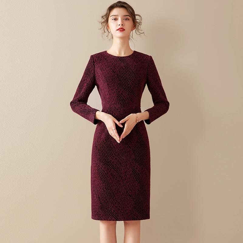 Élégante Robe En Laine Automne-hiver