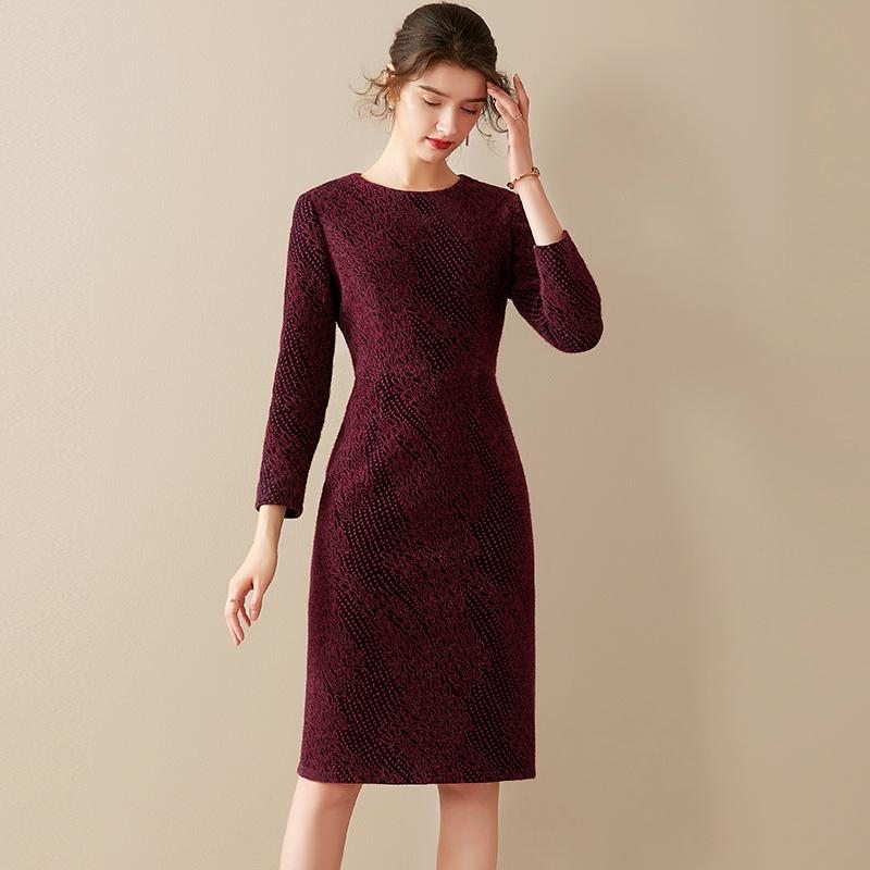 Élégante Robe En Laine Automne-hiver