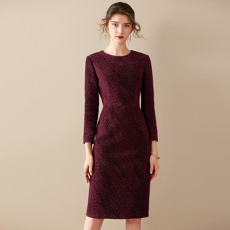 Élégante Robe En Laine Automne-hiver