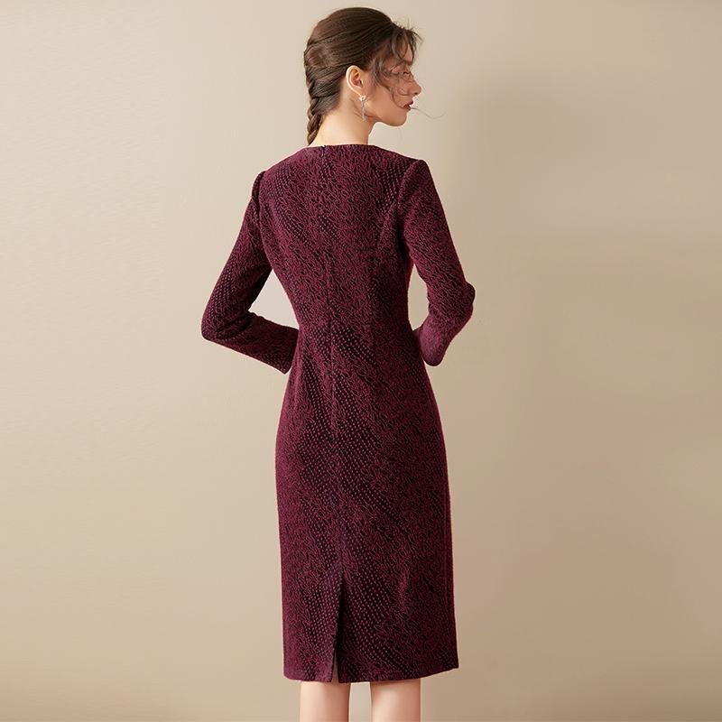 Élégante Robe En Laine Automne-hiver