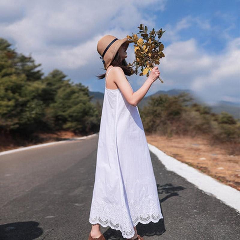 Femmes Printemps Nouvelle Robe Longue Décontractée Sans Manches