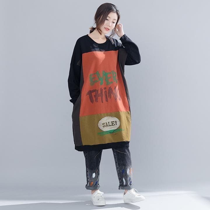 Hiver Lettre Dessin Animé Lâche Robe Pull Décontracté