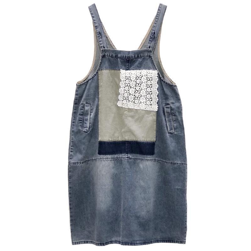 Nouvelle Robe D'été À Bretelles Rétro En Denim Ample