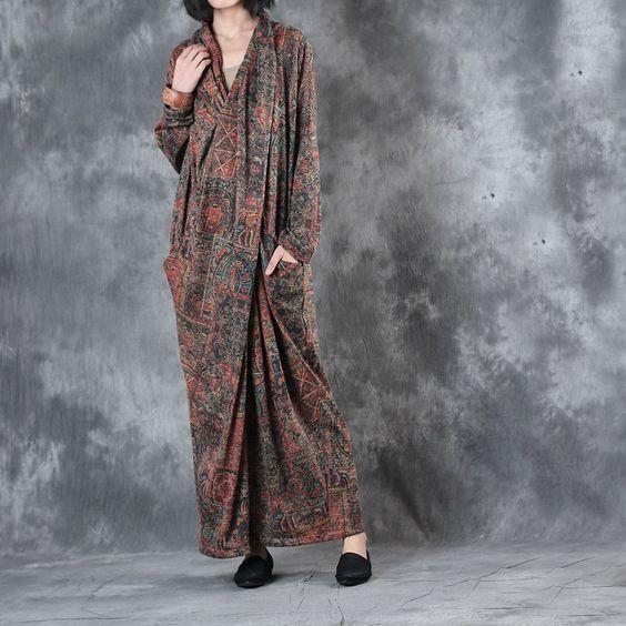 Retro Chest Cross-slim Thin Robe À Manches Longues Pour Les Femmes