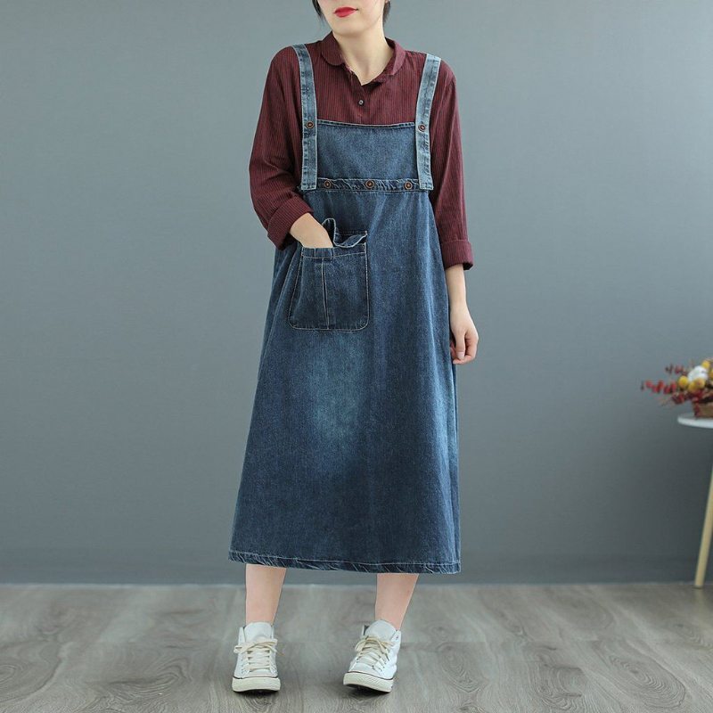 Robe Ample À Bretelles En Denim Grande Taille