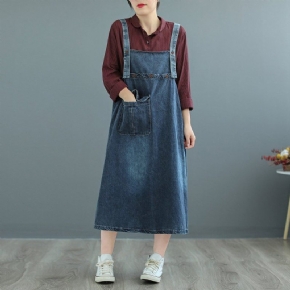 Robe Ample À Bretelles En Denim Grande Taille