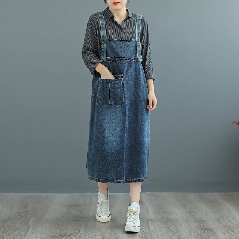 Robe Ample À Bretelles En Denim Grande Taille