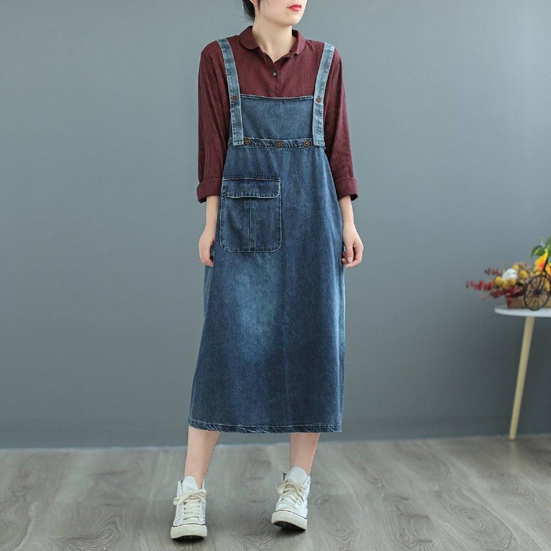 Robe Ample À Bretelles En Denim Grande Taille