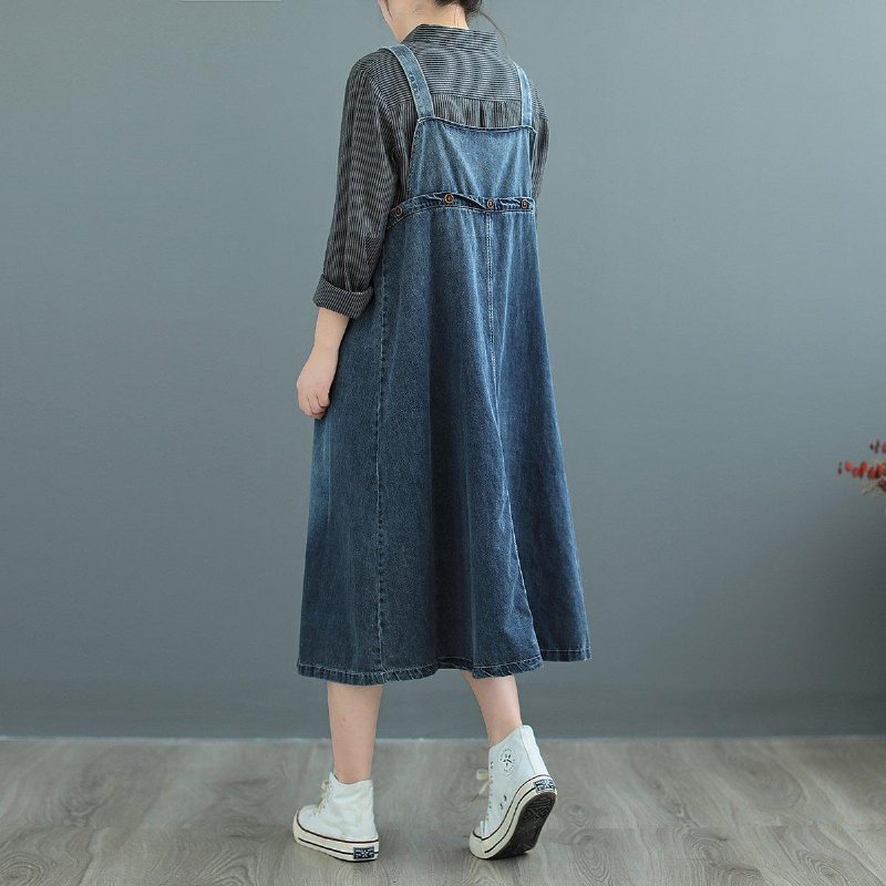 Robe Ample À Bretelles En Denim Grande Taille