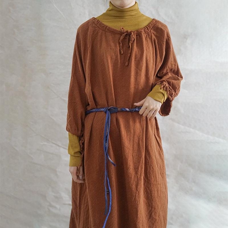 Robe Ample En Coton Et Lin Décontracté Grande Taille Automne