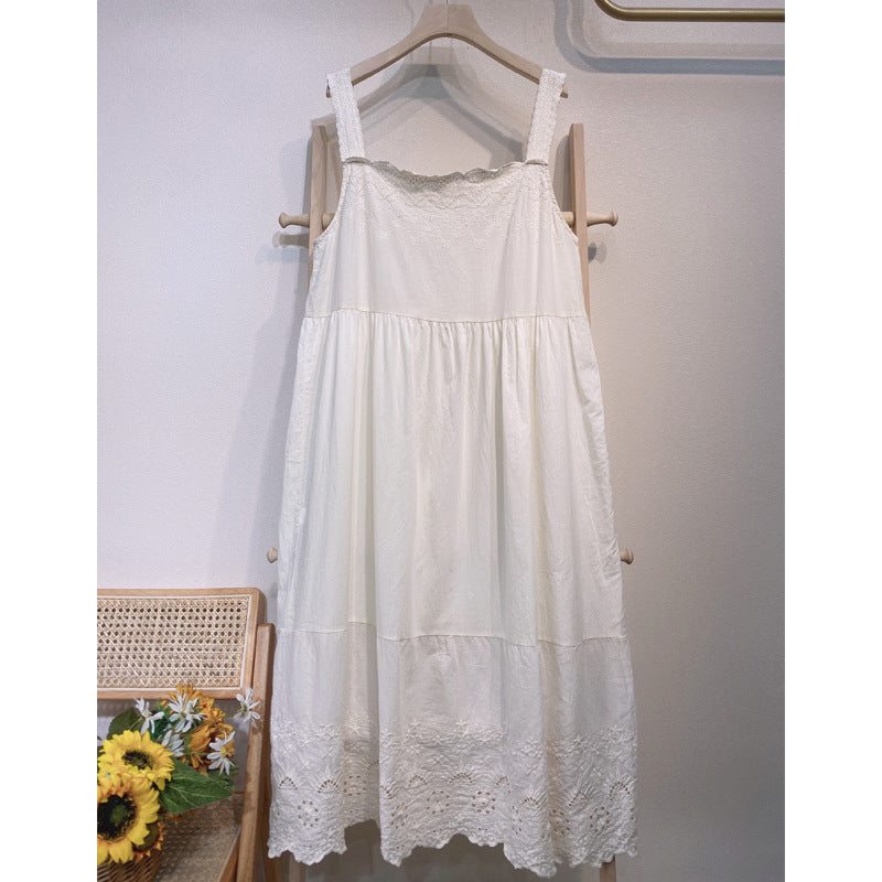 Robe Ample En Dentelle De Coton Sans Manches Vintage D'été