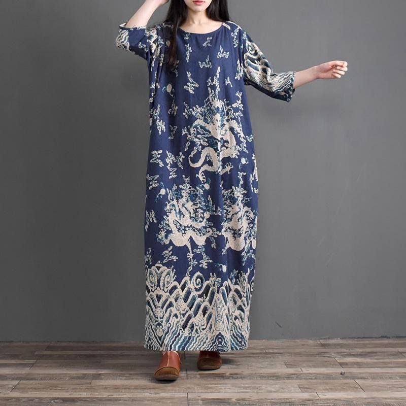 Robe Ample En Lin De Coton Ethnique Rétro Pour Femmes D'été