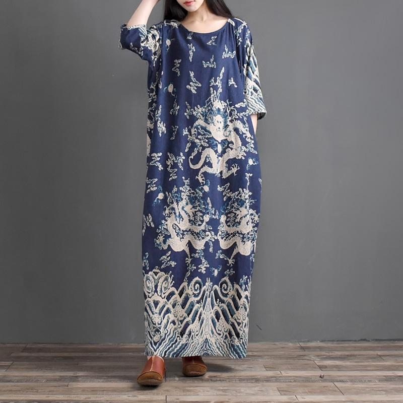 Robe Ample En Lin De Coton Ethnique Rétro Pour Femmes D'été