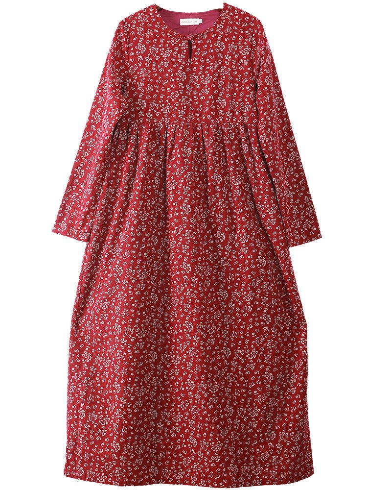 Robe Ample En Lin Et Coton À Fleurs Vintage De Printemps