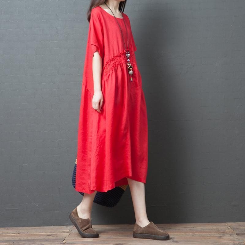 Robe Ample À Manches Courtes Et Col Rond Pour Femme