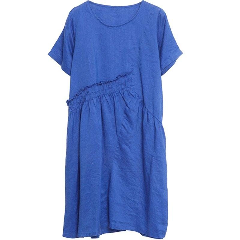 Robe Ample À Manches Courtes Et Col Rond Pour Femme