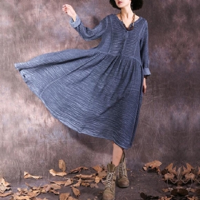 Robe Ample Patchwork À Volants Rétro À Col En V D'automne