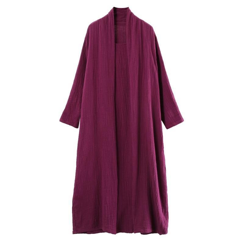 Robe D'automne À Manches Longues En Coton Mince Et Grande Taille