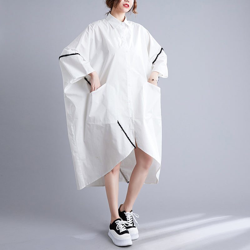 Robe Blanche Décontractée En Coton Décontracté Grande Taille