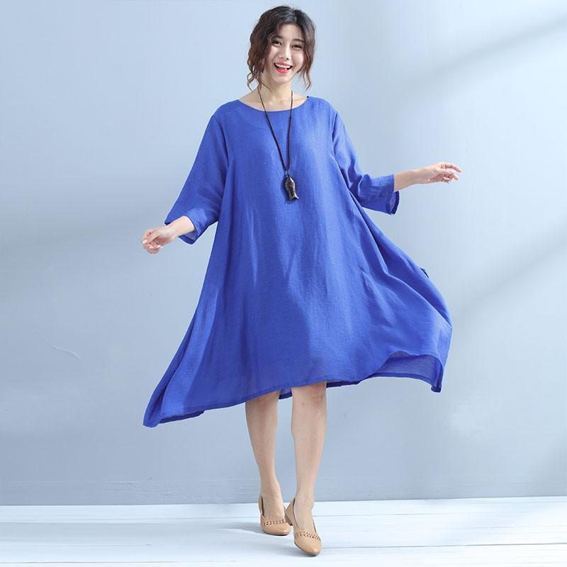 Robe Bleue Décontractée Pour Femmes D'été Décontractées Simples