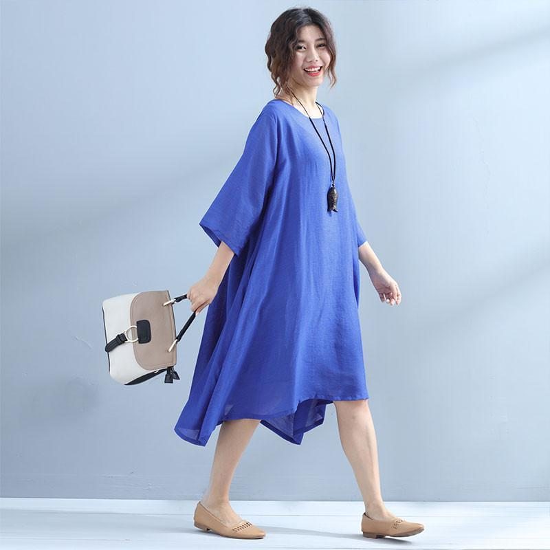 Robe Bleue Décontractée Pour Femmes D'été Décontractées Simples