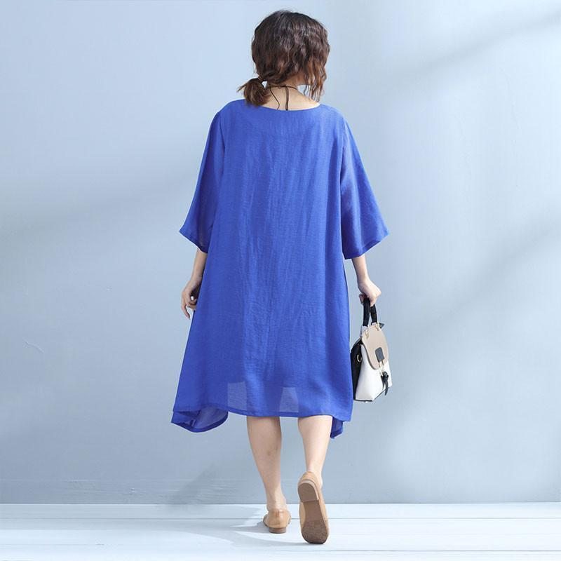 Robe Bleue Décontractée Pour Femmes D'été Décontractées Simples