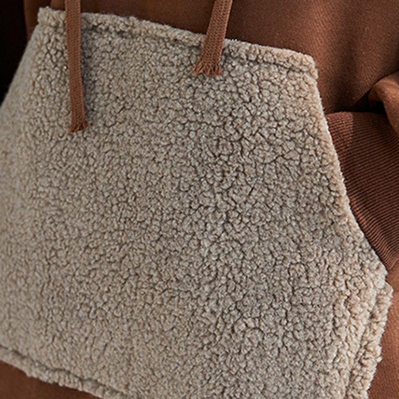 Robe À Capuche Décontractée Ample En Cachemire À Blocs De Couleurs