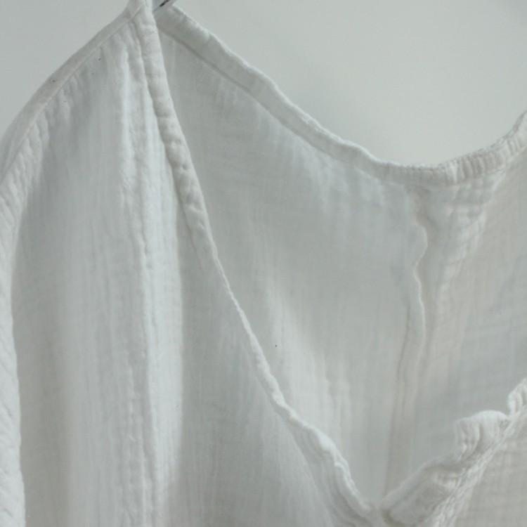 Robe Chemise Blanche En Coton Et Lin Pour Femme