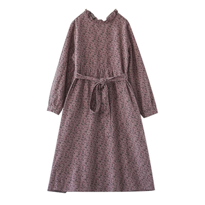 Robe En Coton Ample À Fleurs Rétro Printemps-automne