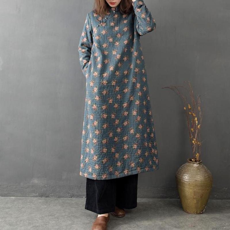 Robe En Coton À Fleurs Lâche Vintage De Style Chinois