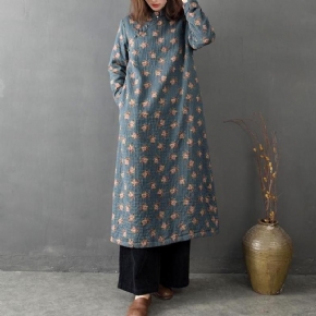 Robe En Coton À Fleurs Lâche Vintage De Style Chinois