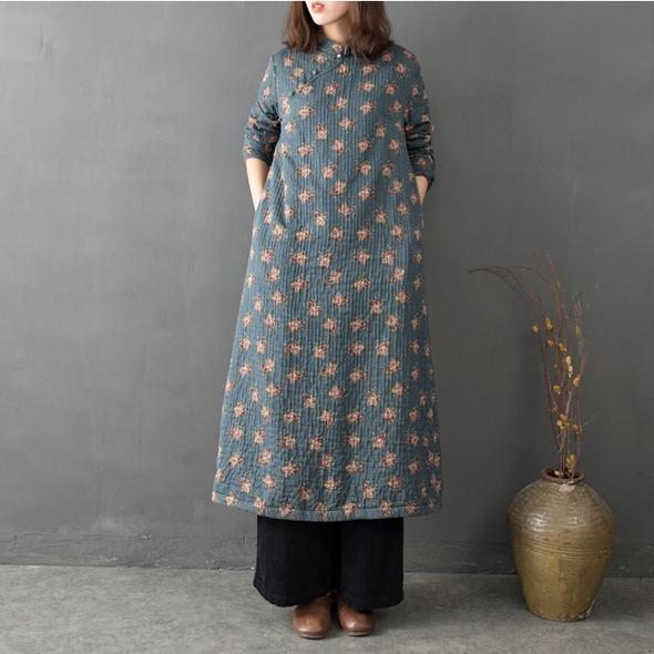 Robe En Coton À Fleurs Lâche Vintage De Style Chinois