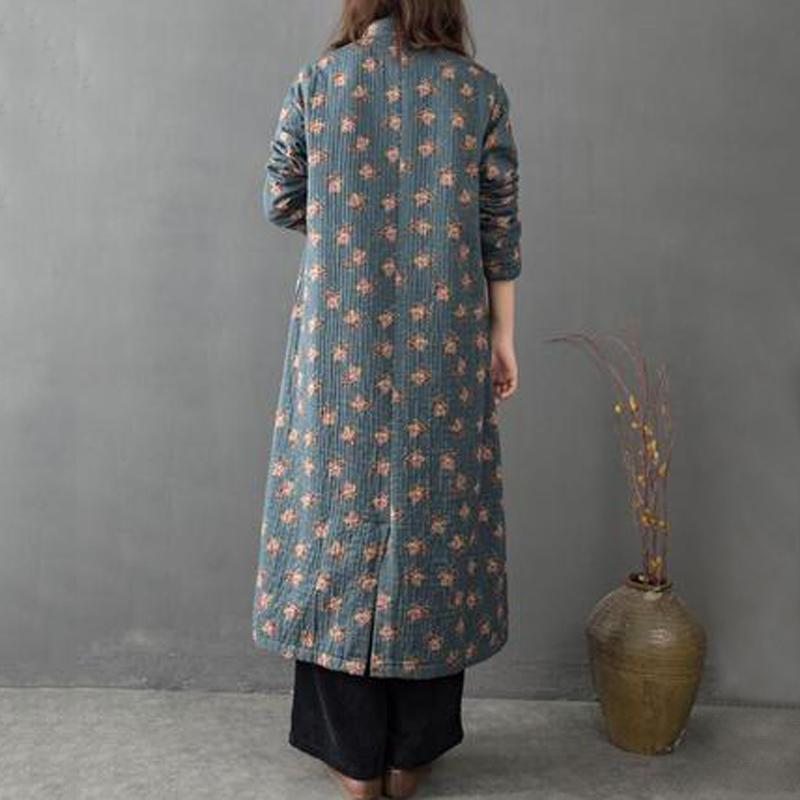 Robe En Coton À Fleurs Lâche Vintage De Style Chinois