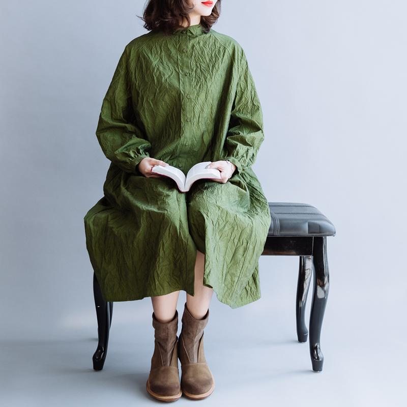 Robe En Coton Vert Avocat À Texture D'écorce