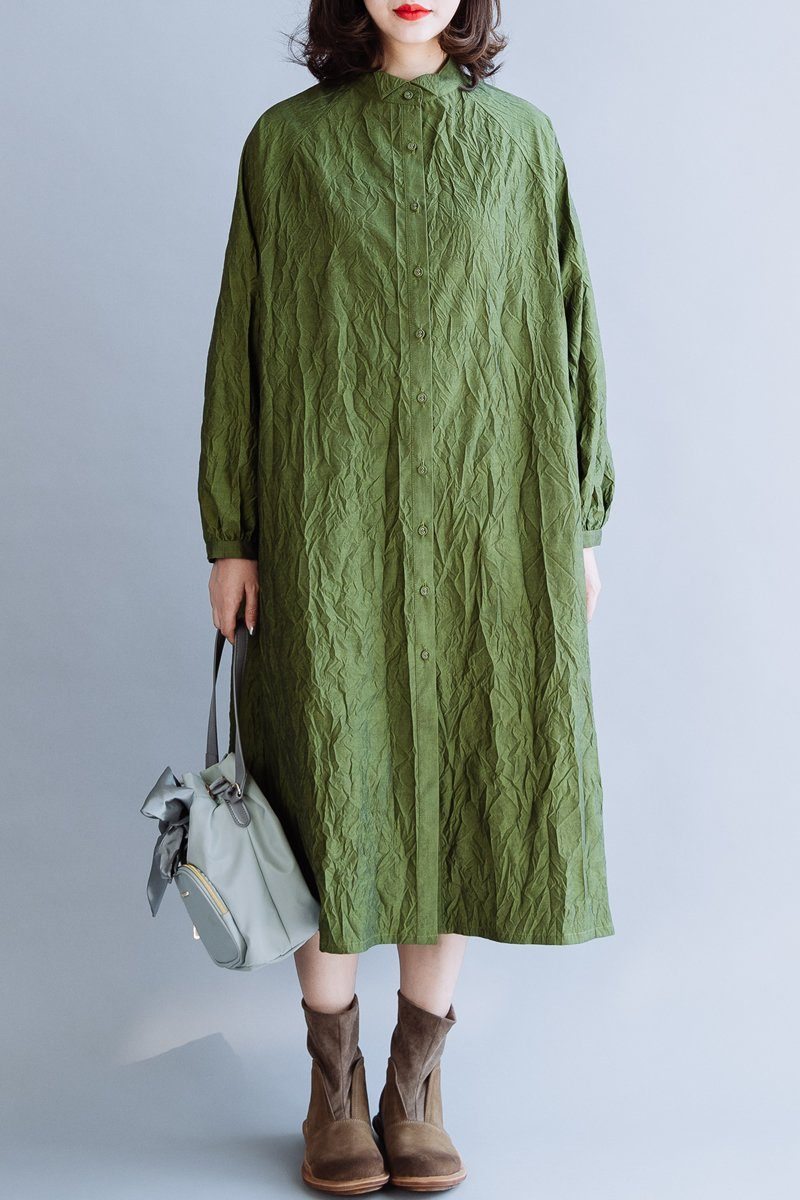 Robe En Coton Vert Avocat À Texture D'écorce