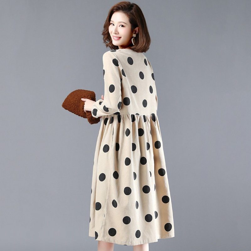 Robe Décontractée Ample À Col En V À Pois