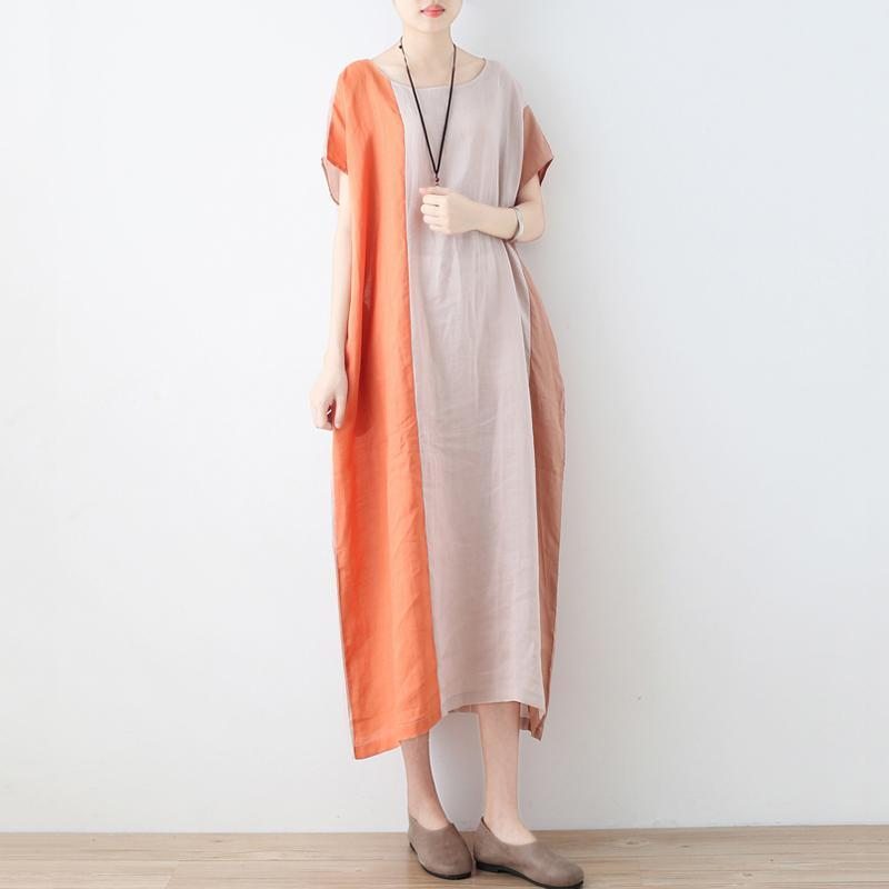 Robe Décontractée À Manches Courtes En Lin Pour Femmes