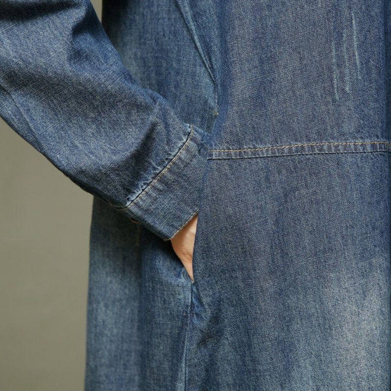 Robe Décontractée À Manches Longues En Denim Pour Femme