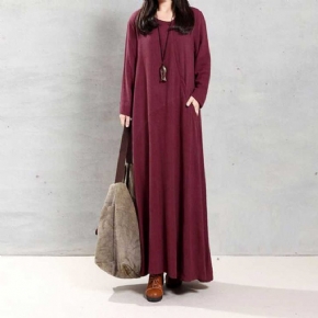 Robe Décontractée À Manches Longues Rétro Pour Femme