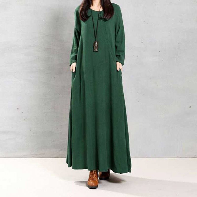 Robe Décontractée À Manches Longues Rétro Pour Femme