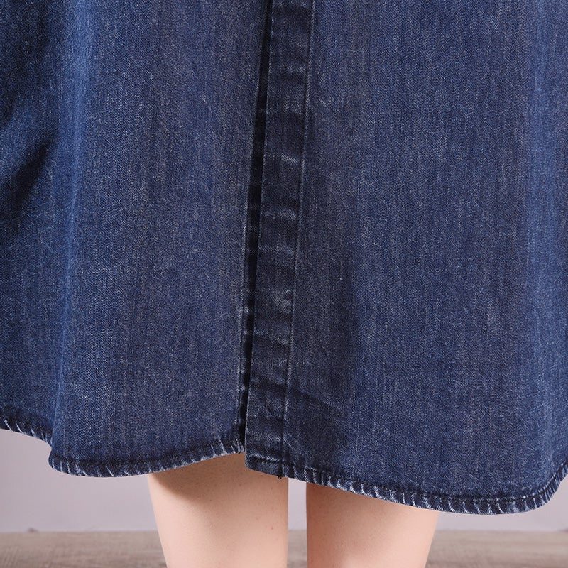 Robe En Denim De Coton De Printemps Lâche Rétro