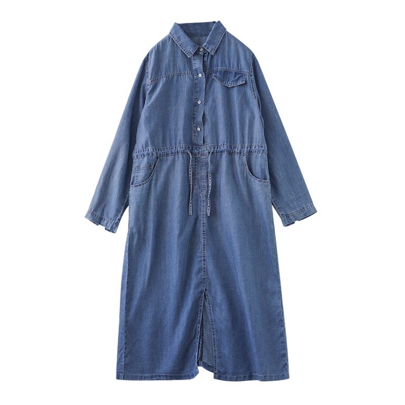 Robe En Denim À Laçage Rétro Pour Femmes