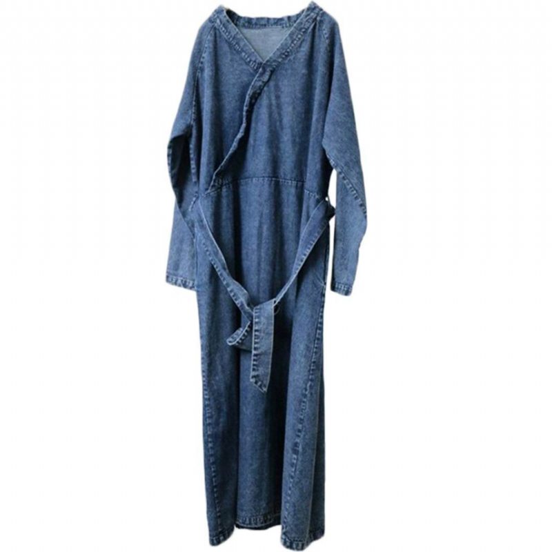 Robe En Denim À Surplis Avec Ceinture