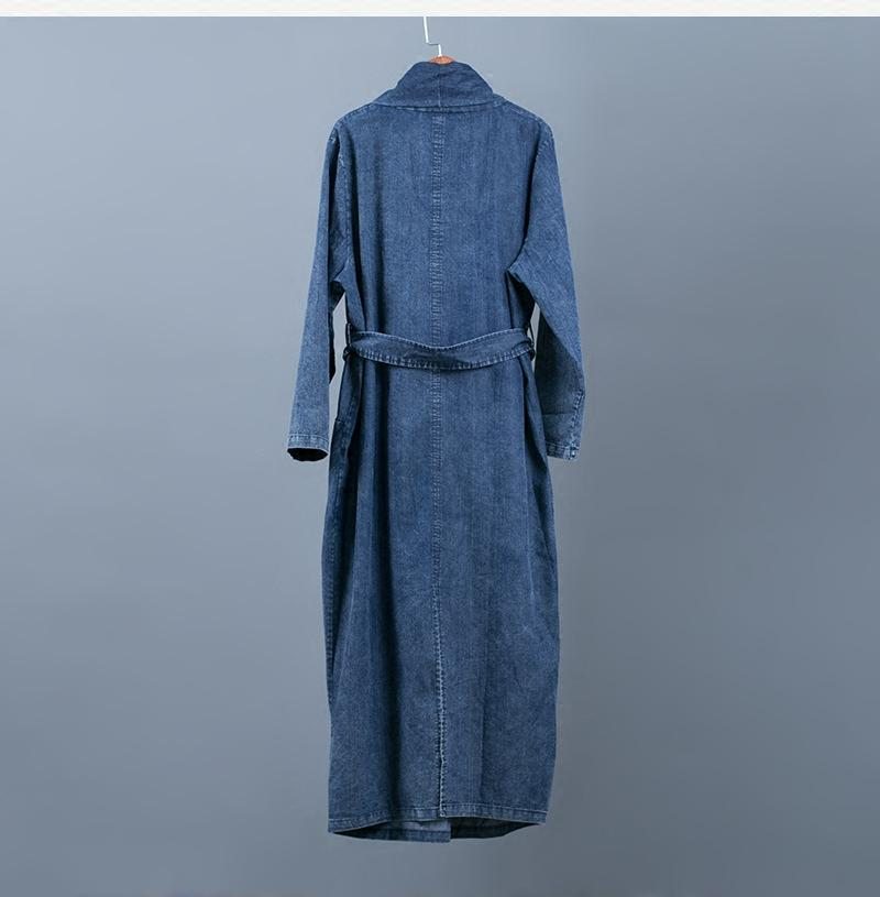 Robe En Denim Vintage Avec Ceinture D'automne