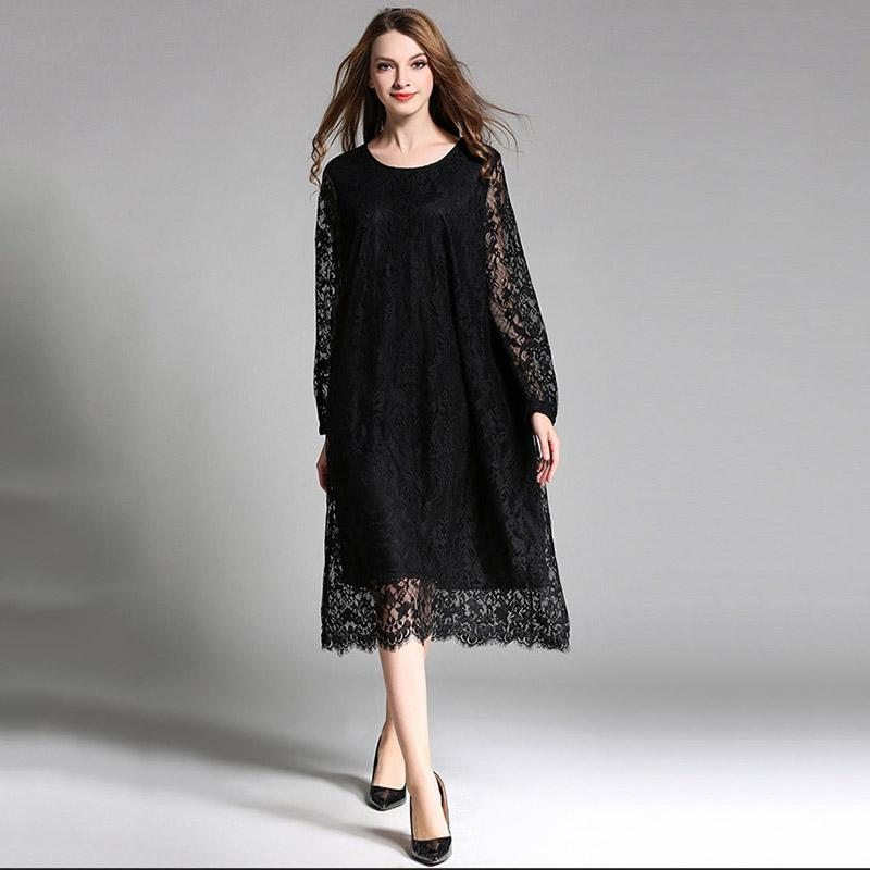 Robe En Dentelle Pour Femme Grande Taille Noir Xl-4xl