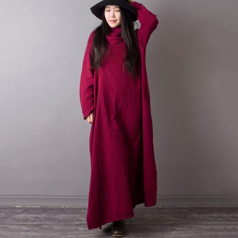 Robe Droite En Coton Et Lin À Bavette Amovible Unie