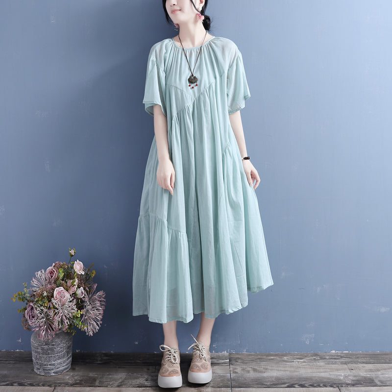 Robe D'été Ample En Coton Et Lin 2 Pièces