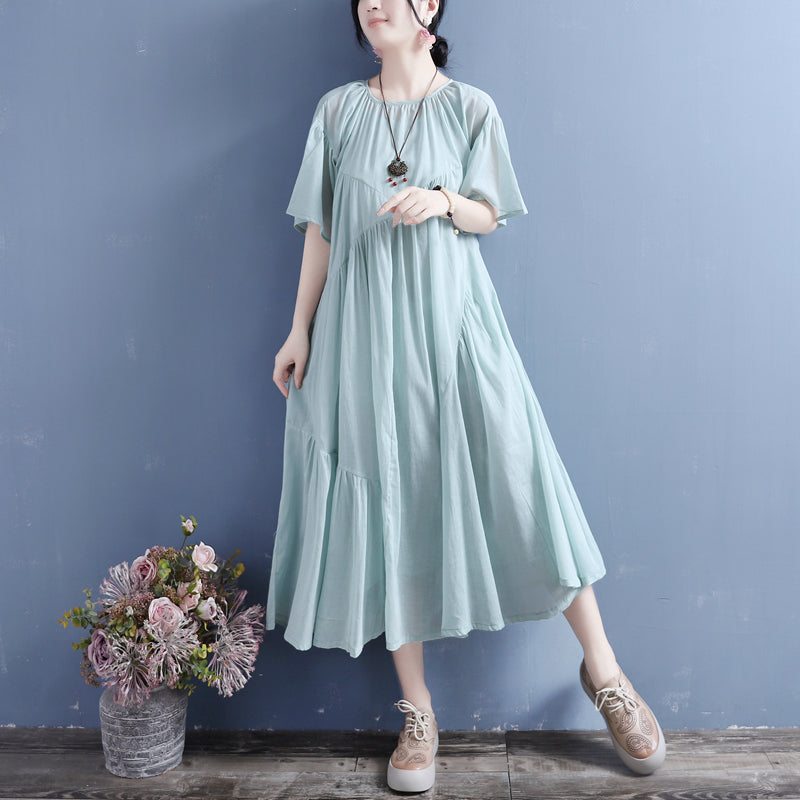 Robe D'été Ample En Coton Et Lin 2 Pièces